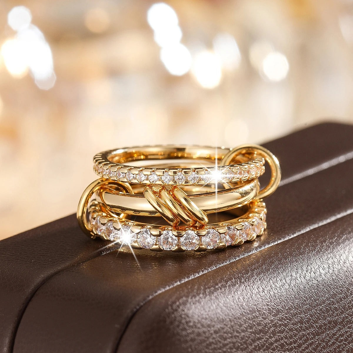 VYRA Ringset – Zweifarbiger Stapelring im Ins-Stil