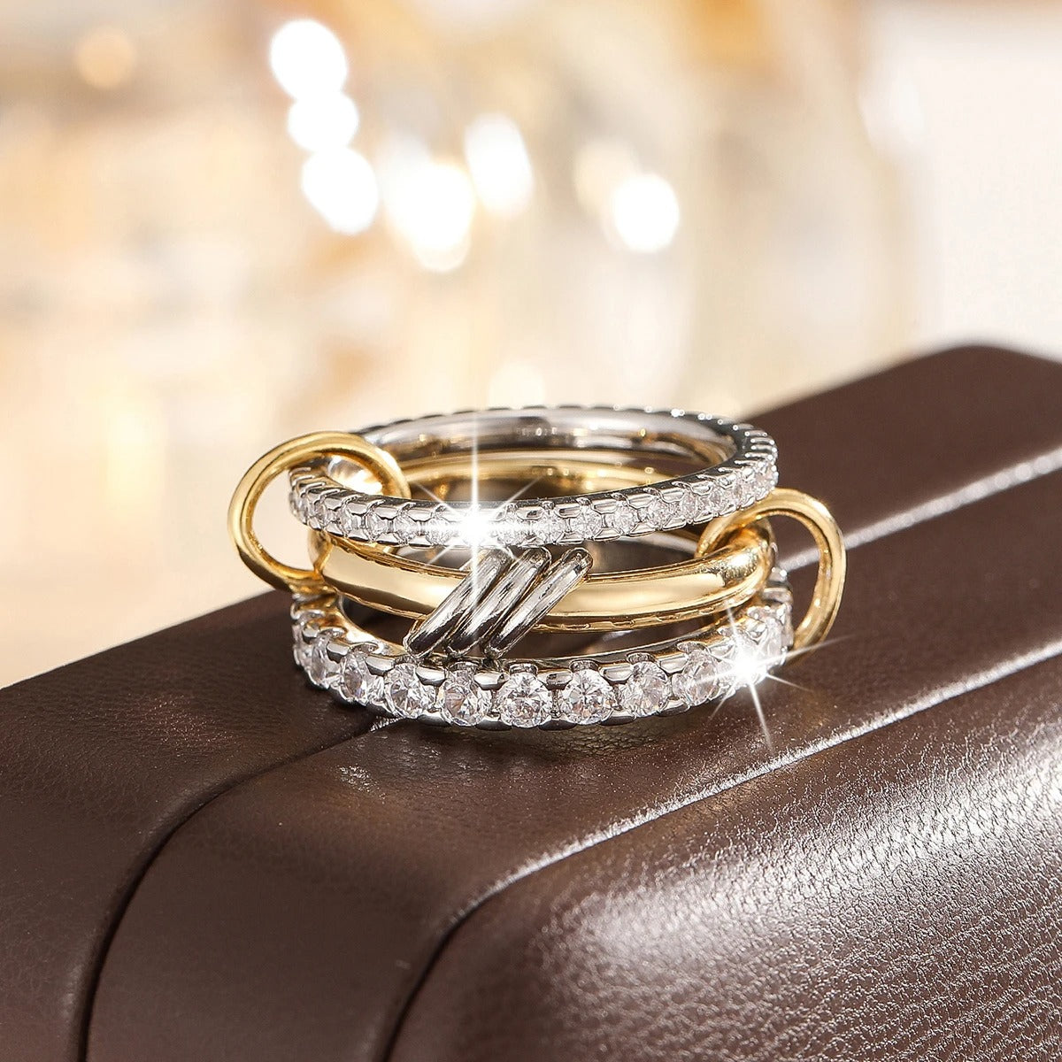 VYRA Ringset – Zweifarbiger Stapelring im Ins-Stil