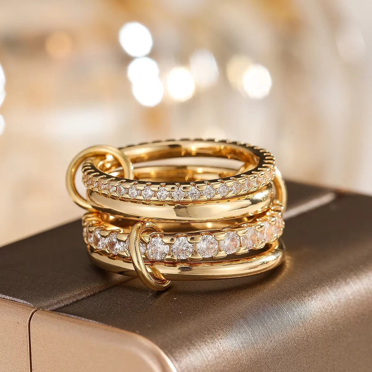 VYRA Ringset – Zweifarbiger Stapelring im Ins-Stil