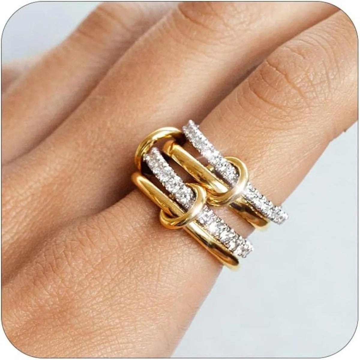 VYRA Ringset – Zweifarbiger Stapelring im Ins-Stil
