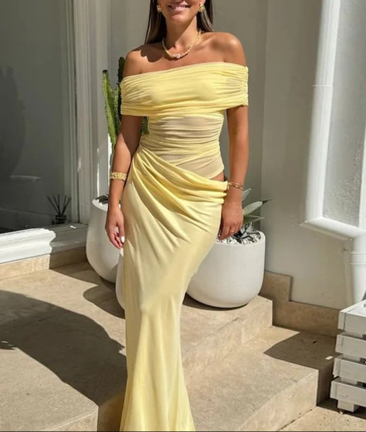 Selena – Elegantes Mesh Bodycon Kleid mit Raffungen