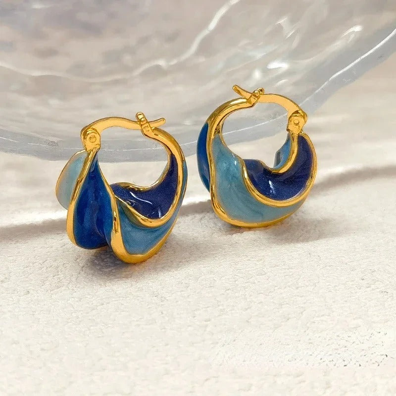 ELINA Hoops – Vergoldete Emaille-Creolen