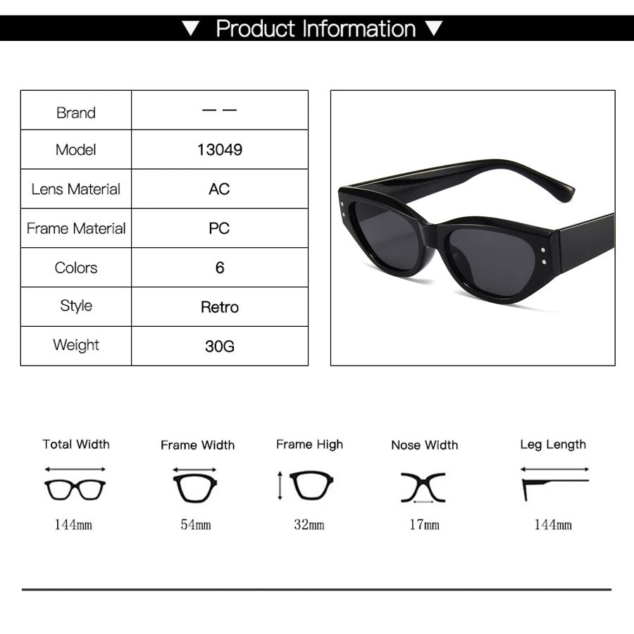 VINTA CAT – Retro Cat Eye Sonnenbrille mit Nieten-Detail