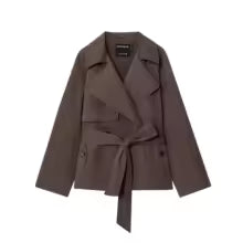 ZOYA Damen Trenchcoat – Zweireihiger Mantel im britischen Stil mit Gürtel