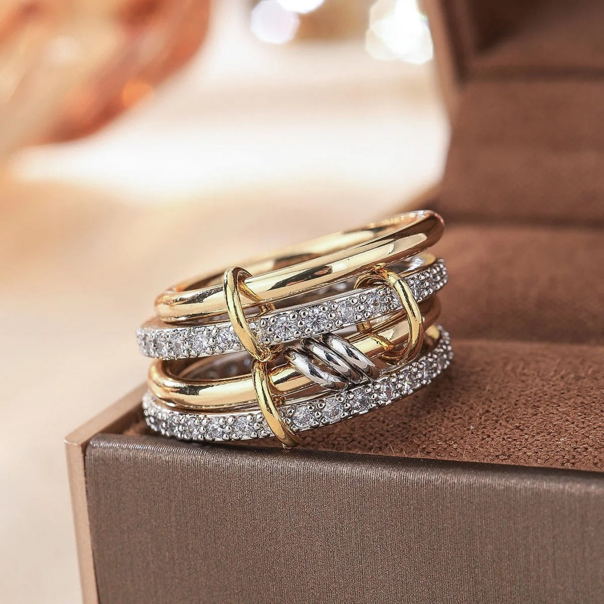 VYRA Ringset – Zweifarbiger Stapelring im Ins-Stil