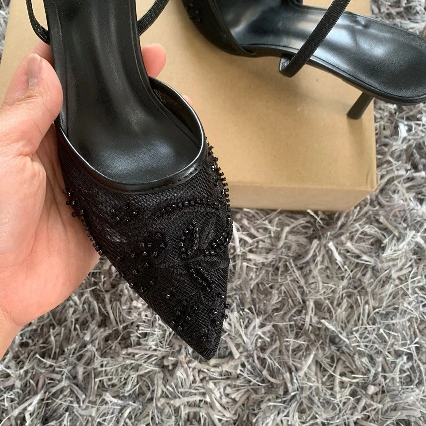 ÉLÉNA Heels – Elegante Spitzen-Slingbacks mit Stickerei