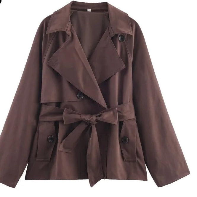 ZOYA Damen Trenchcoat – Zweireihiger Mantel im britischen Stil mit Gürtel