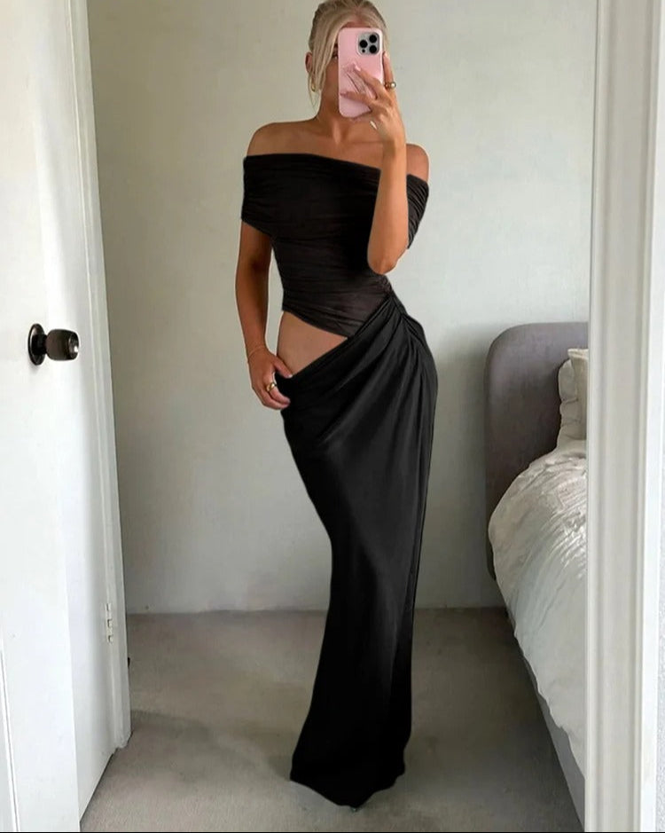 Selena – Elegantes Mesh Bodycon Kleid mit Raffungen