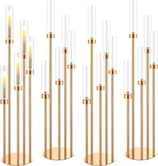 Luxus Kandelaber in Gold – Boden-Kerzenhalter mit 5 Armen