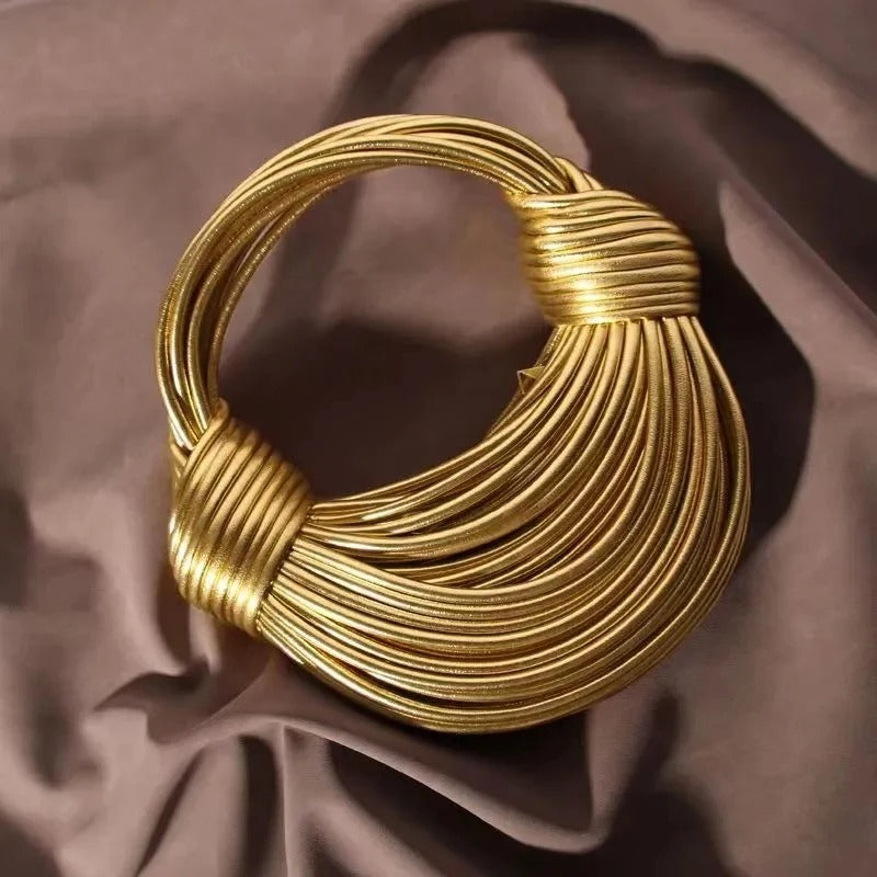 NOÉLIA – Luxus-Handgewebte Clutch in Gold & Silber
