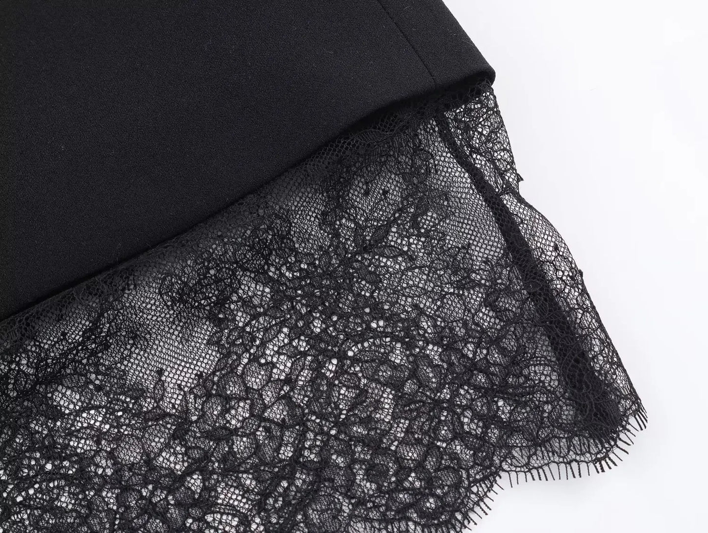 Blazer Kleid Schwarz mit Spitzenbesatz