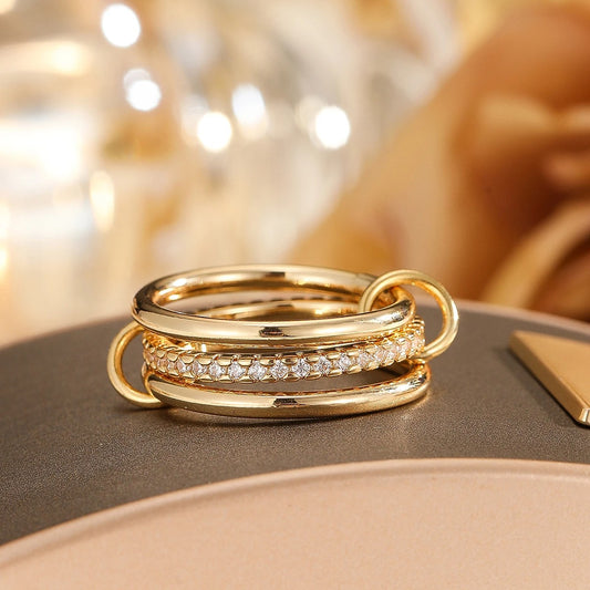 VYRA Ringset – Zweifarbiger Stapelring im Ins-Stil