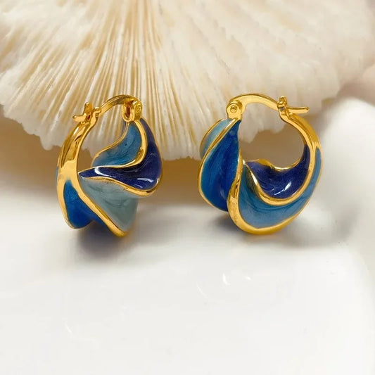ELINA Hoops – Vergoldete Emaille-Creolen